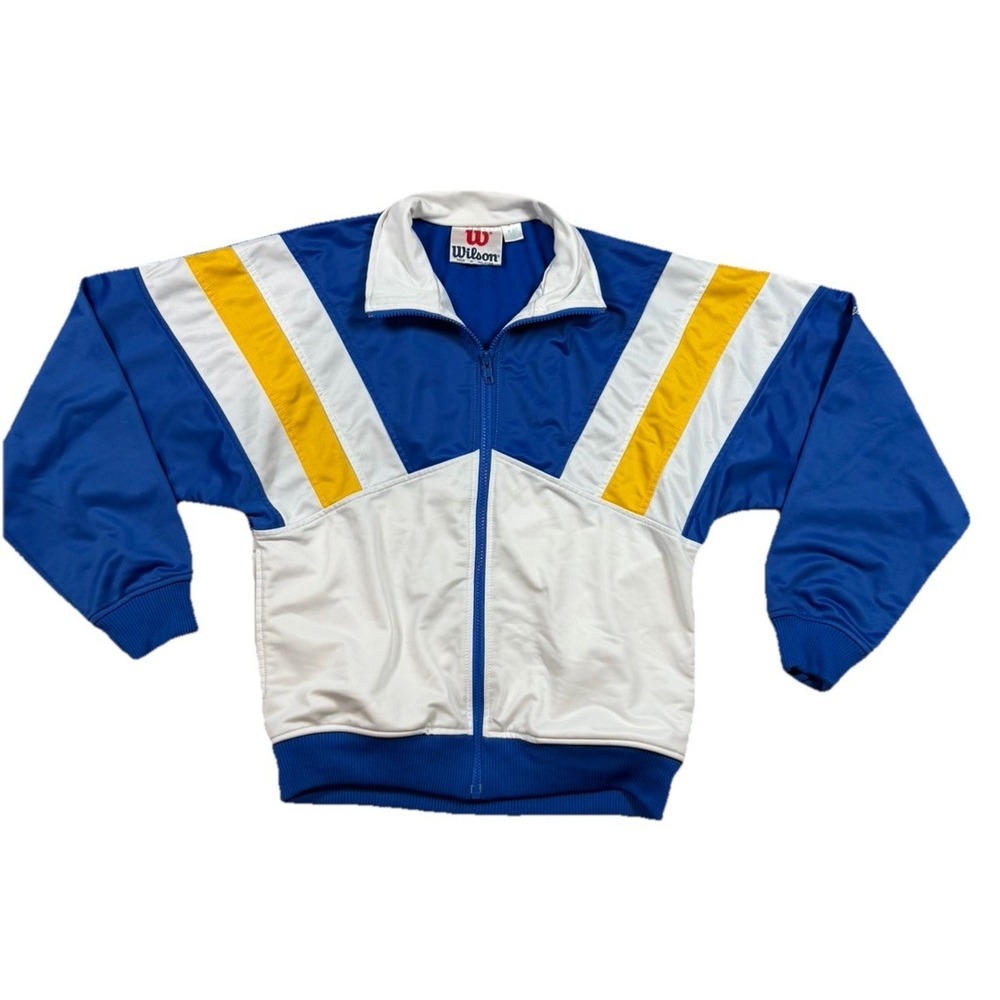 Wilson Tracksuit Jacket Size Small Men's Windbreaker Hip Hop Retro Blue Vintage